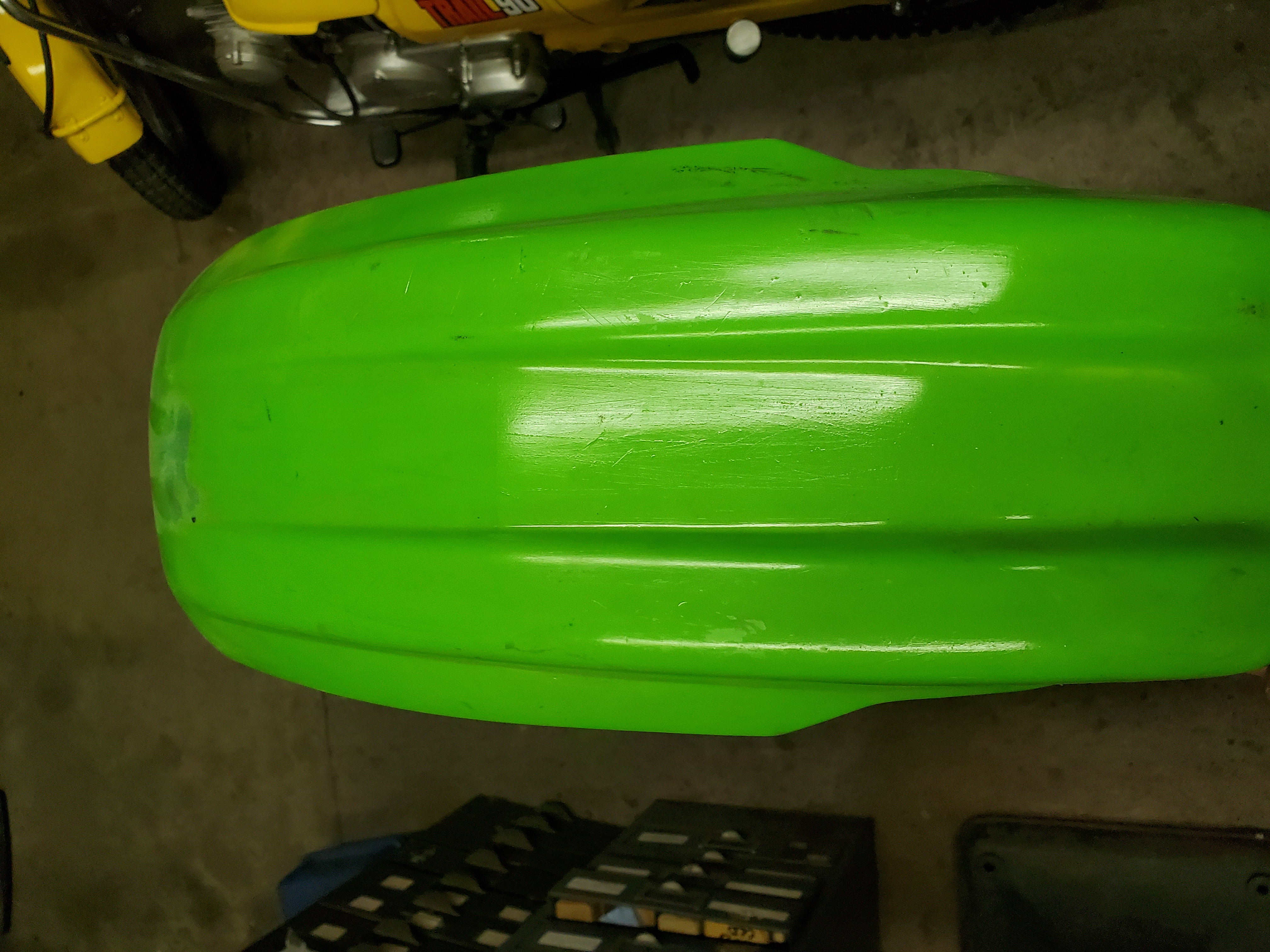 front fender painted with duplicolor engine enamel spray can paint.