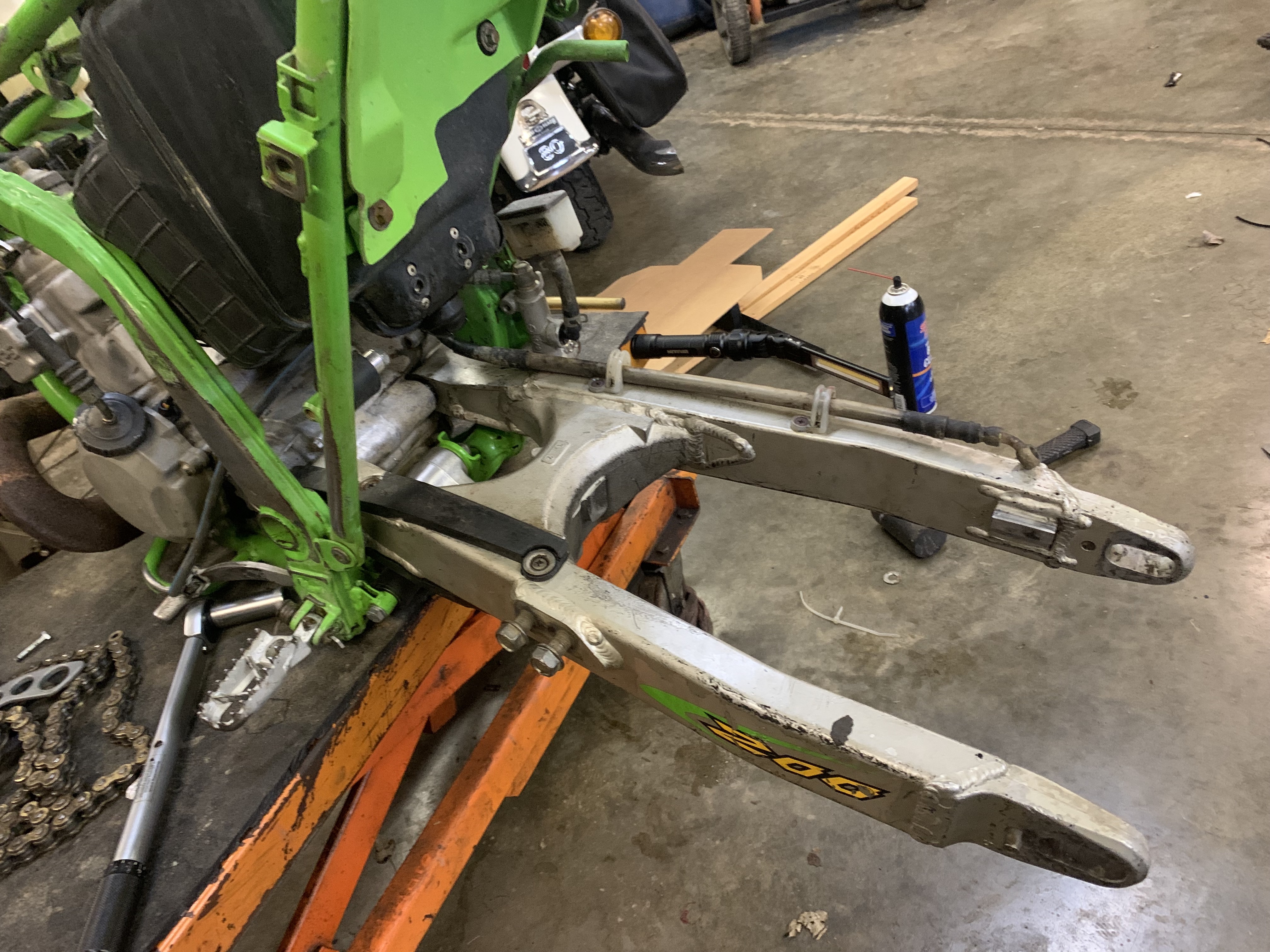 Swingarm rebuilt with fresh slider as well